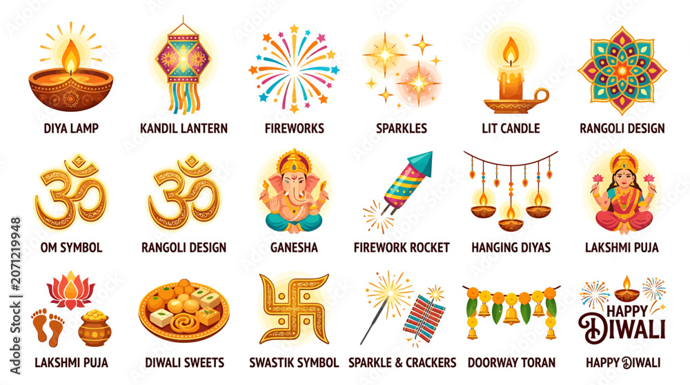 Fototapeta premium Festive Diwali celebration with lamps fireworks and decorations indoors