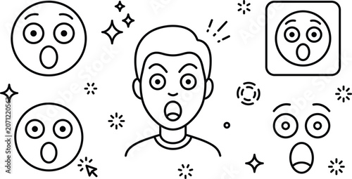 Fotografija Surprised and Shocked Emoji Face Icon Set with Amazed Character Avatar Elements