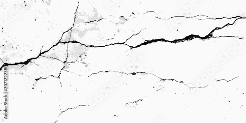 Quadro su tela Cracked surface texture with grayscale tones against a white background detailed
