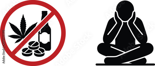 Tableau sur toile Conceptual illustration of substance abuse prohibition and its impact on mental