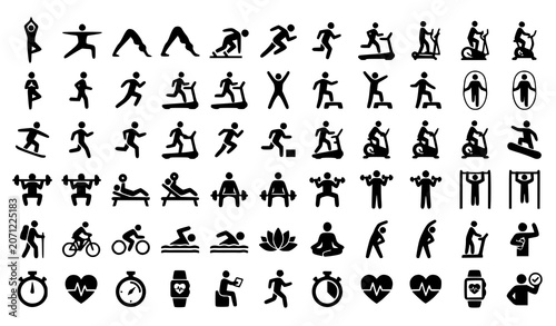 Foto Fitness Activities And Sports People Glyph Icon Pack