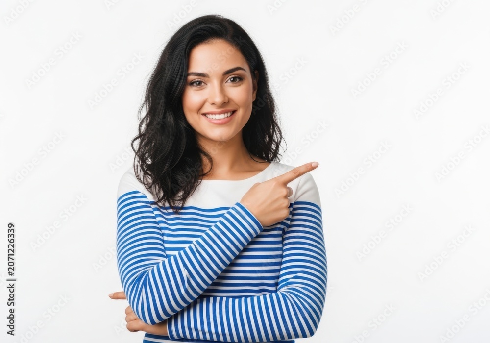 Fototapeta premium Young woman smiling while brushing teeth with toothbrush