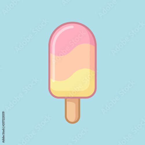 A colorful fruit treat on a wooden stick isolated
