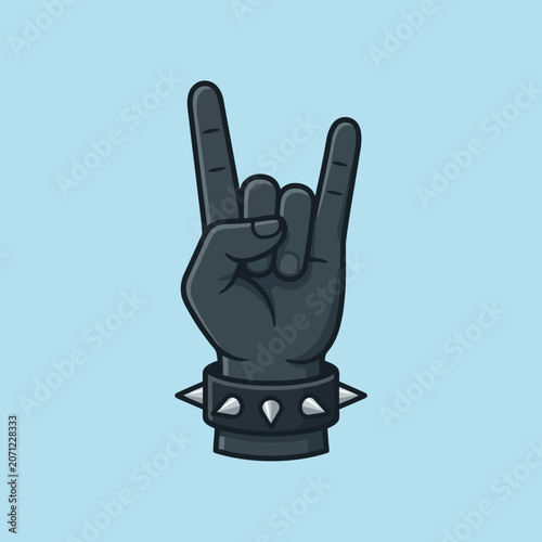 A dark hand makes a gesture with a spiked wristband