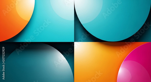 Abstract Colorful Circles with Smooth Shadows and Highlights