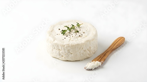 Fresh Goat Cheese Isolated on White Background