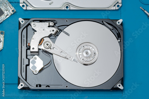 Fotografía Disassembled computer hard drive inside view
