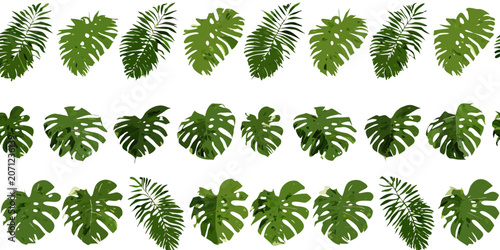 Canvastavla Tropical monstera leaf pattern watercolor style on white background