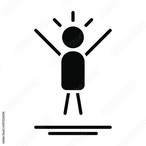 Quadro su tela Happy person jumping in excitement on a platform
