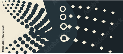 Photos Abstract pattern of expanding circles transforming into diamonds on a neutral ba