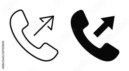 Fotografia Outgoing call phone handset icon set in outline and solid style