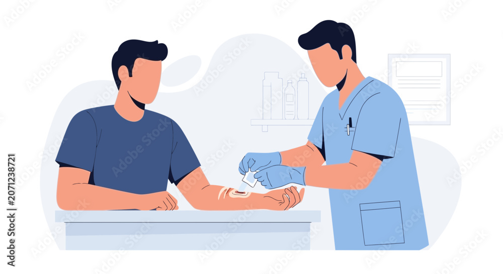 Fototapeta premium Medical Procedure: Doctor Taking Blood Sample from Patient's Arm