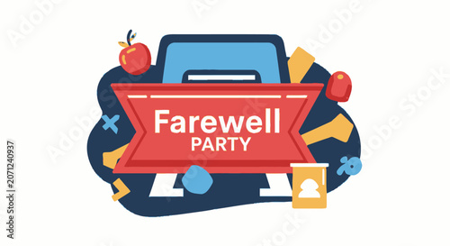 Farewell party celebration graphic design.