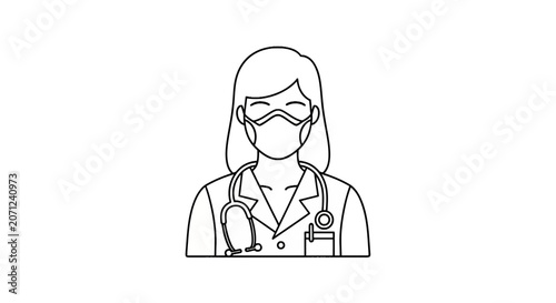 Female Doctor Wearing Face Mask.