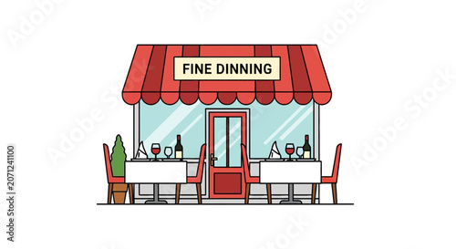 Fine dining restaurant entrance exterior.