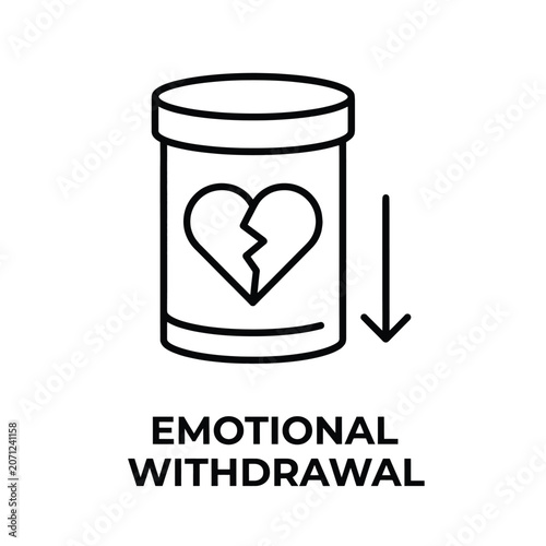 Φωτογραφία Cylindrical container with broken heart symbol and downward arrow a line style p