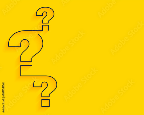 line art question mark sign yellow background with copyspace