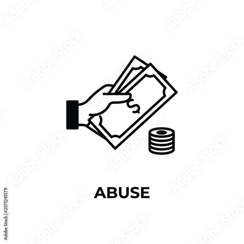 Photos Hand offering money towards a stack of coins a flat line icon on a white backgro