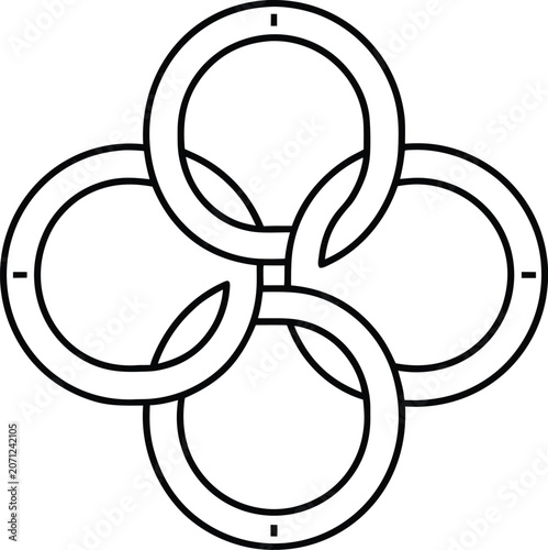 confluence of two rivers sacred meeting point line art vector illustration on transparent background
