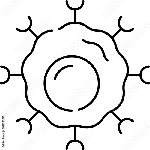 Line Art T Cell Icon