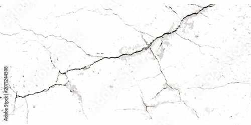 Quadro su tela Cracked plaster texture with grayscale tones and a white background detailed sur