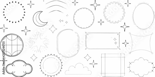 Fotografija Collection Of Minimalist Thin Line Vector Shapes Featuring Celestial Bodies And