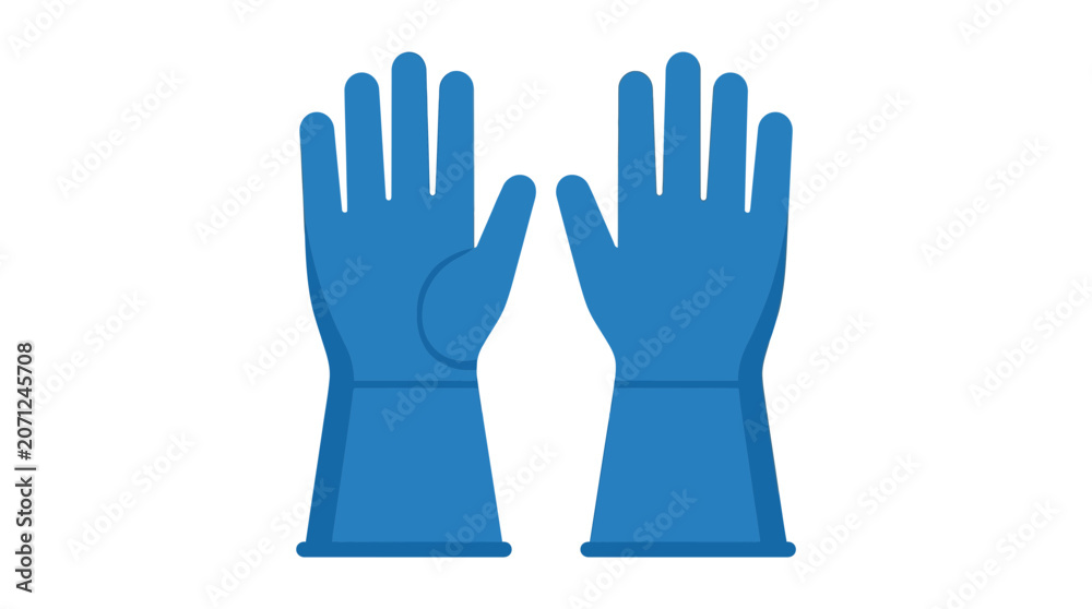 Fototapeta premium Blue protective rubber gloves icon on white background.