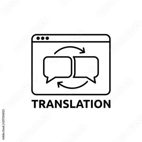 Tableau sur toile Translation icon featuring two speech bubbles with curved arrows depicted in a s