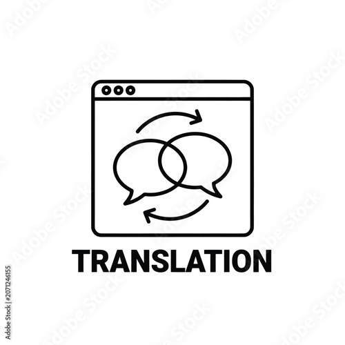 фотографія Translation icon featuring speech bubbles and circular arrows within a rectangul