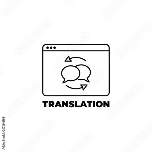 Tableau sur toile Translation icon depicting speech bubbles within a rectangular frame rendered in