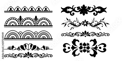 Stylish decorative border collection featuring floral ornaments, vintage patterns, and elegant embellishments. Suitable for invitations, certificates, branding, packaging, and decorative artwork.