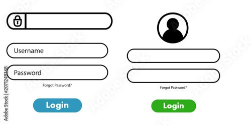 Modern login form templates featuring username, password, user profile, and authentication interface elements. Perfect for websites, mobile apps, dashboards, and UI/UX design projects.