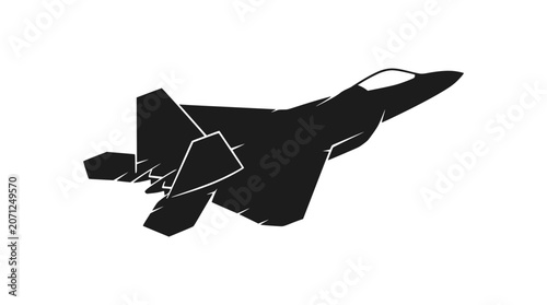 Fotografie Advanced stealth fighter jet silhouette on black background.