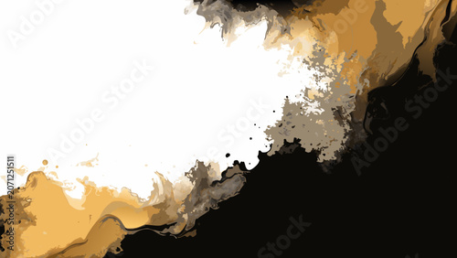 Canvastavla Abstract watercolor wash in shades of ochre umber and black against a white back