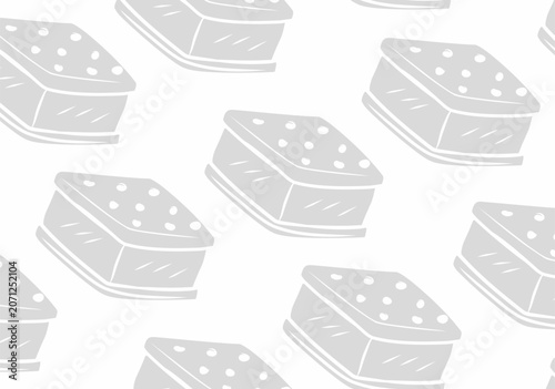 Doodle Ice Cream Sandwich Seamless Pattern Hand Drawn Dessert Doodle Vector