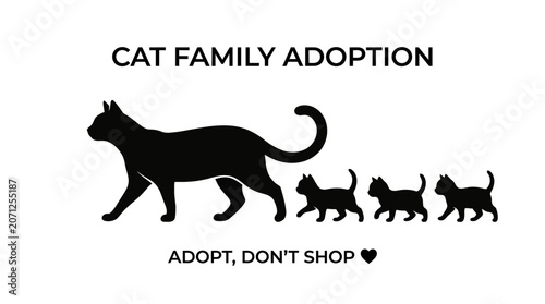 Cat Family Adoption Silhouette.