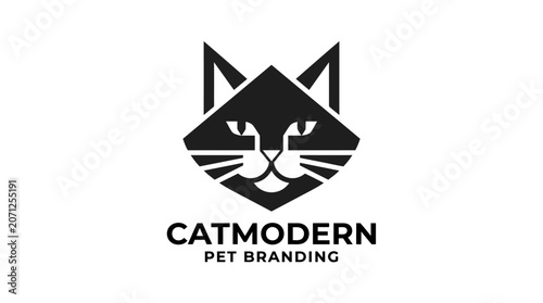 Cat Modern Pet Branding Logo.