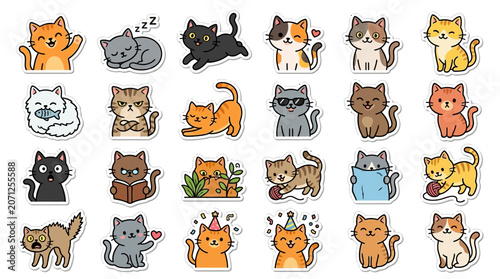 Cute Cartoon Cat Stickers.