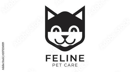 Feline Pet Care Logo Design.
