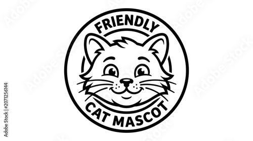 Friendly Cat Mascot Logo Design.
