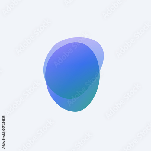 Abstract blue purple fluid gradient blob element with translucent overlapping layers isolated on white illustration