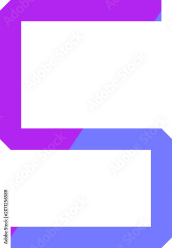 Modern minimalist purple and blue geometric folded ribbon letter s initial logo icon brand illustration