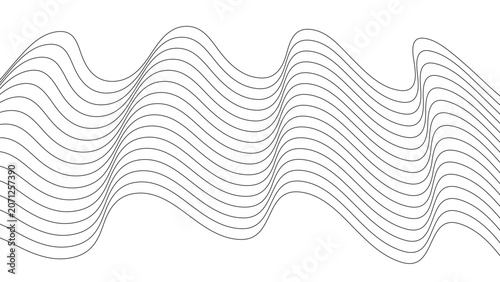 Abstract black and white flowing wave lines vector background