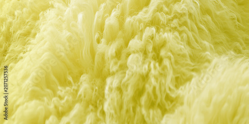Soft yellow fluffy fur texture background closeup, Abstract animal hair or wool vector illustration