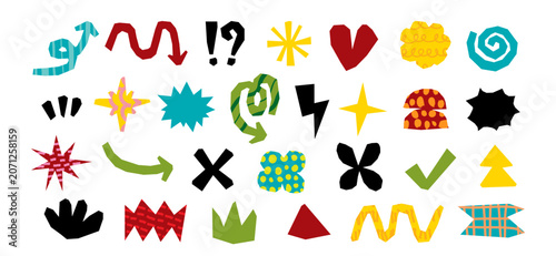 Photos Paper cut shapes and symbols elements set, Handcrafted abstract paper cut design