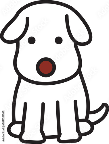 座る正面向きの白い犬