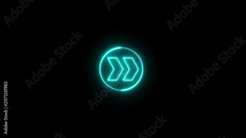Glowing circle with blinking arrow animation.