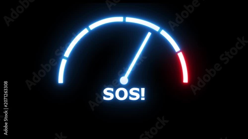 Alarm level on measure scale. Instrument scale with arrow. Colorful infographic gauge element.4k Animation video.