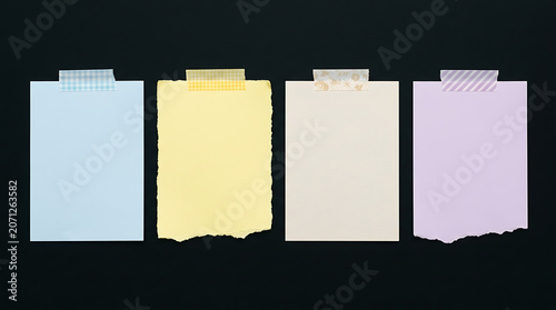 Colorful sticky notes, adhesive pads, office supplies, stationery set