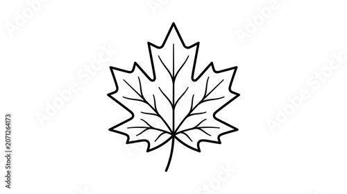 Maple Leaf Black Outline Illustration.